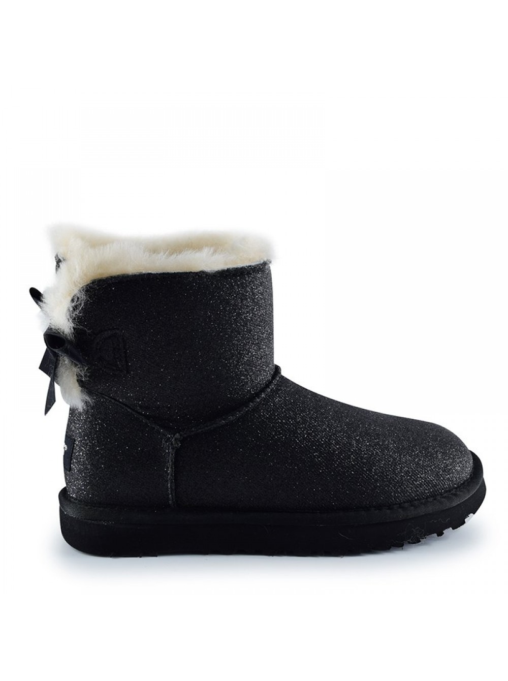 black sparkle uggs with bows